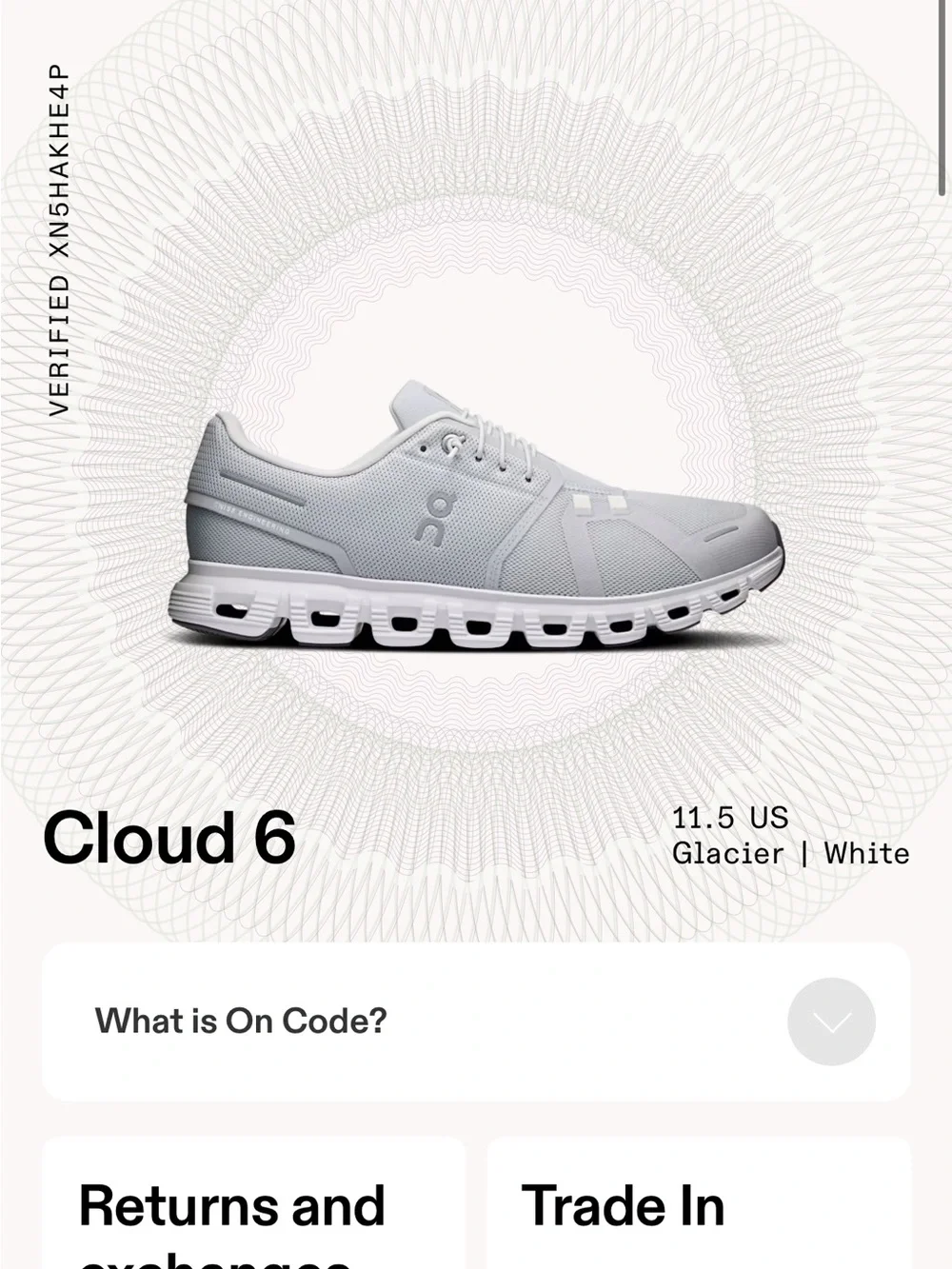 On Cloud 6 Running Shoes in Glacier/White Mens Size 11.5